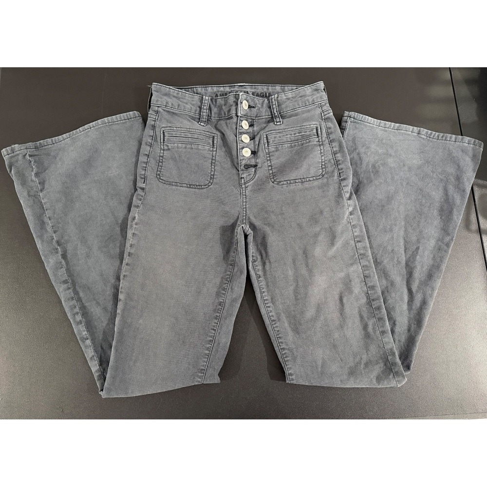 American Eagle Curdoroy Flare Womens Gray Size 2 Long